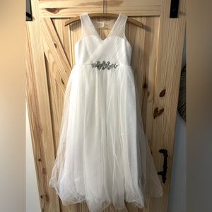 Girls White Gown size 7-8 Custom Tailored.